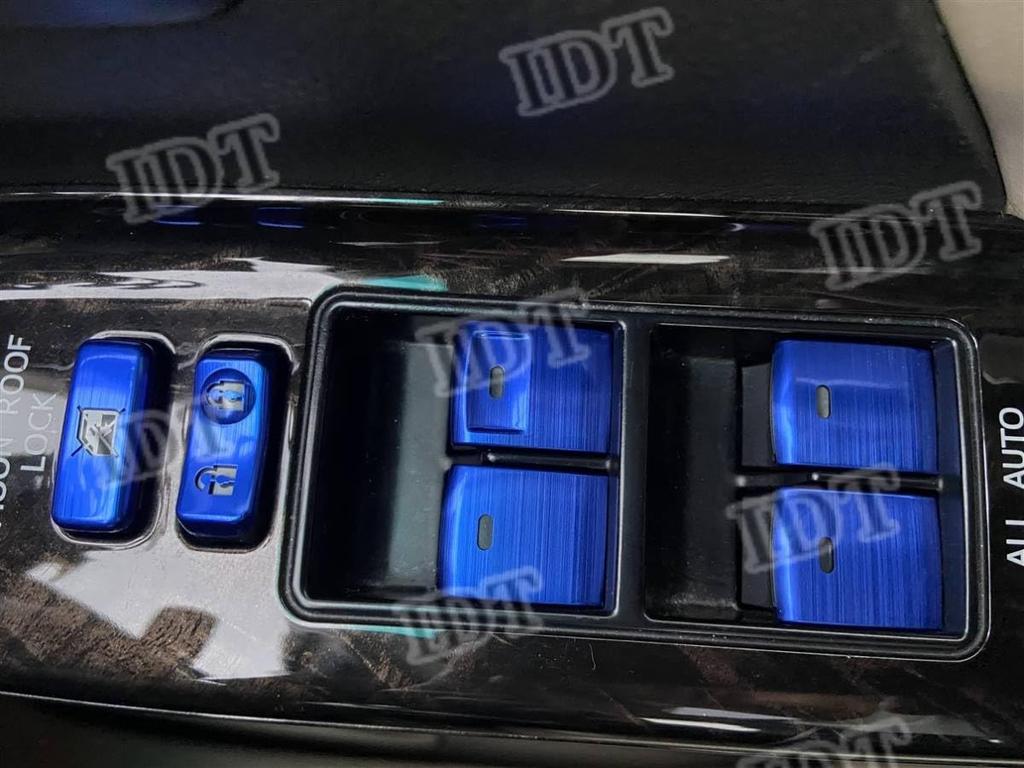 IDT Lexus CT200h Aluminum Power Window Switch Interior Front and Rear ZWA10 Type with Mini Cloth Covers, Panels, Bezels, (Blue),
