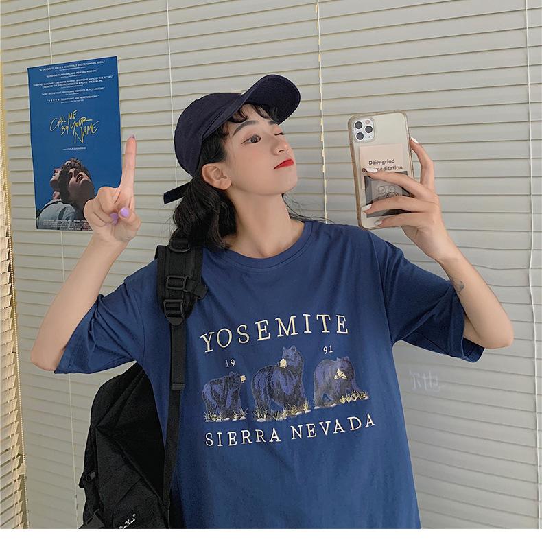 

Лето 2024 года, футболка с графическим принтом и рисунком y2k, топы в консервативном стиле, повседневные свободные футболки с короткими рукавами, женские футболки в стиле Харадзюку, синий женский уличный топ