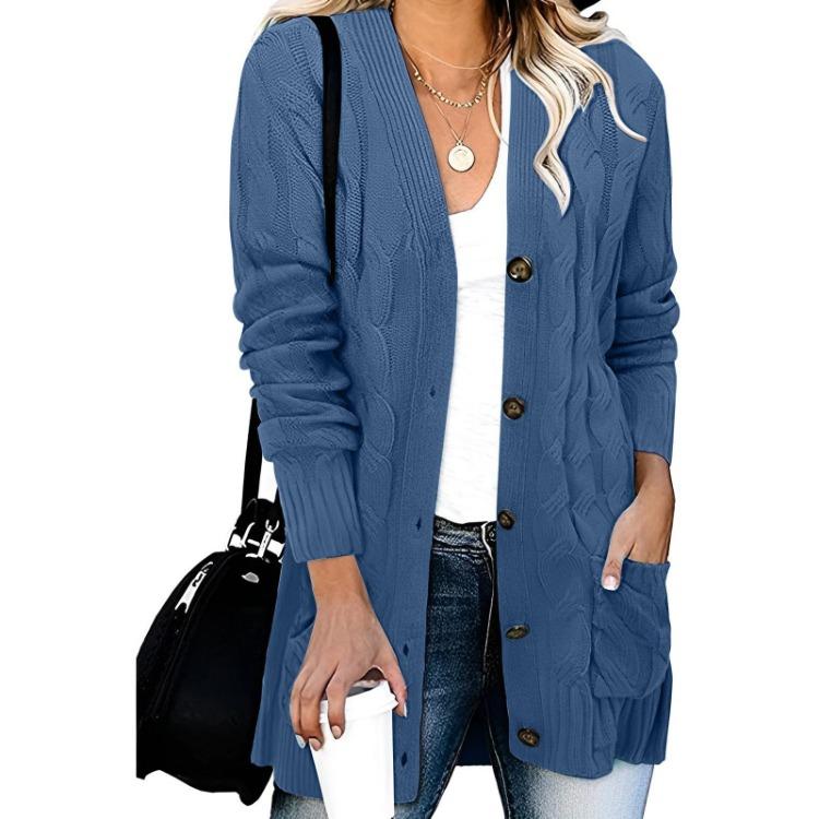 Women Solid Color Knit Cardigan Breasted Single Sweater Jacket Coat Casual
