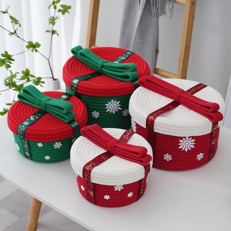 Handmade Woven Cotton Rope Storage Basket Trick Or Treat Christmas Storage Box Cosmetic Sundries Desktop Organizer