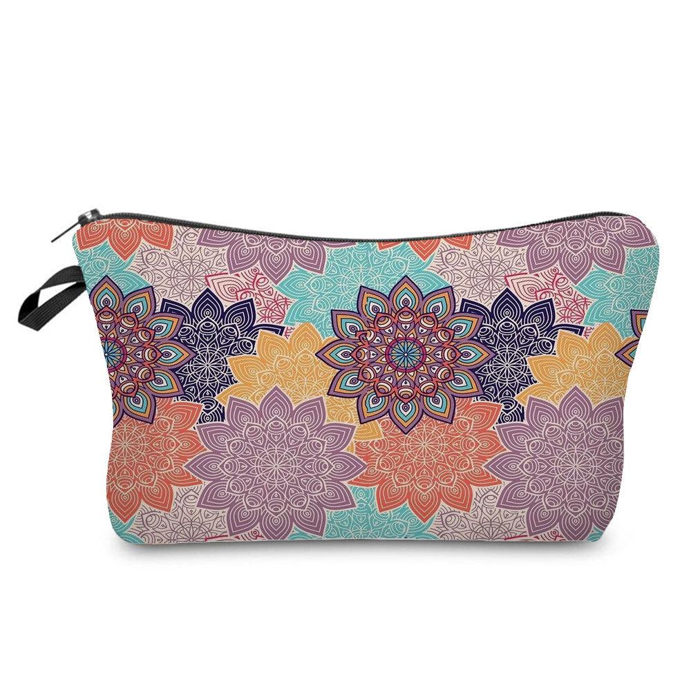 Women Geometric figure Print Cosmetic Bag Toiletries Organize Travel Storage Case 6756 KTB