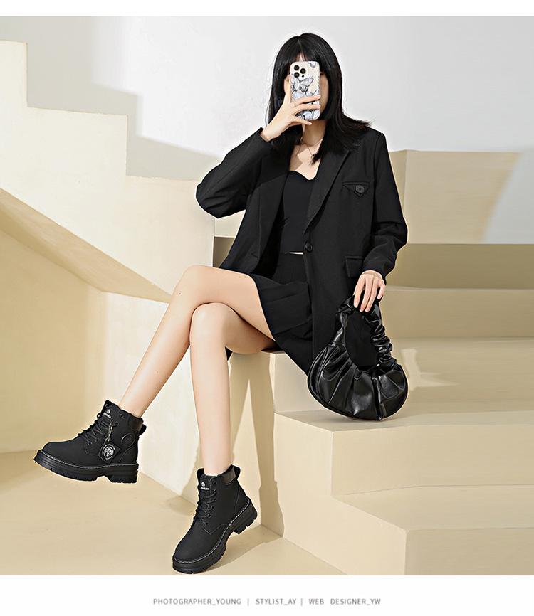 Dámské kotníkové boty Martin s vysokou platformou - Podzimní outdoorové ležérní kotníkové boty v motorkářském stylu