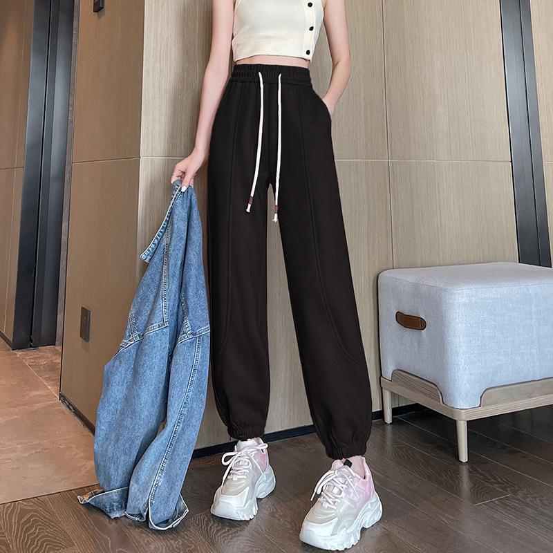 

Новые свободные спортивные штаны женские с эластичной талией, тонкие и универсальные, повседневные S