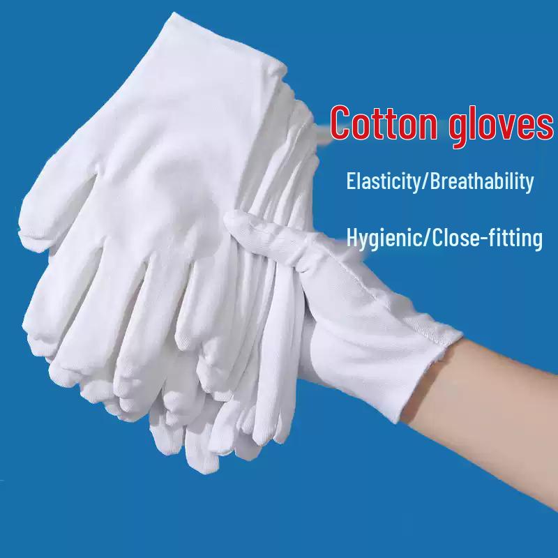 White Cotton Thin Wear-Resistant Non-Slip Gloves (2 Packs/24 Pairs)
