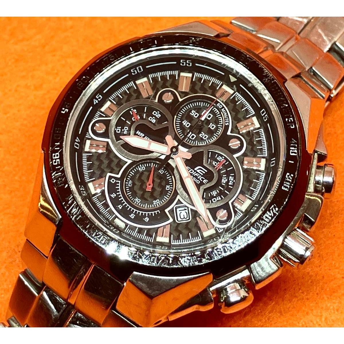 CASIO EDIFICE Watch Chronograph Black Silver Working Item All Original