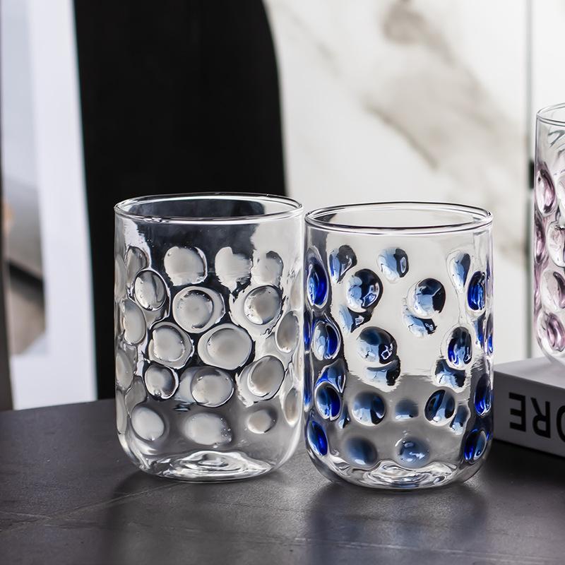 Creative Polka Dot Wine Glass Cups,Household High Borosilicate Juice Beverage Cup,Heat-resistant Coffee Mug, Party Whiskey Glass