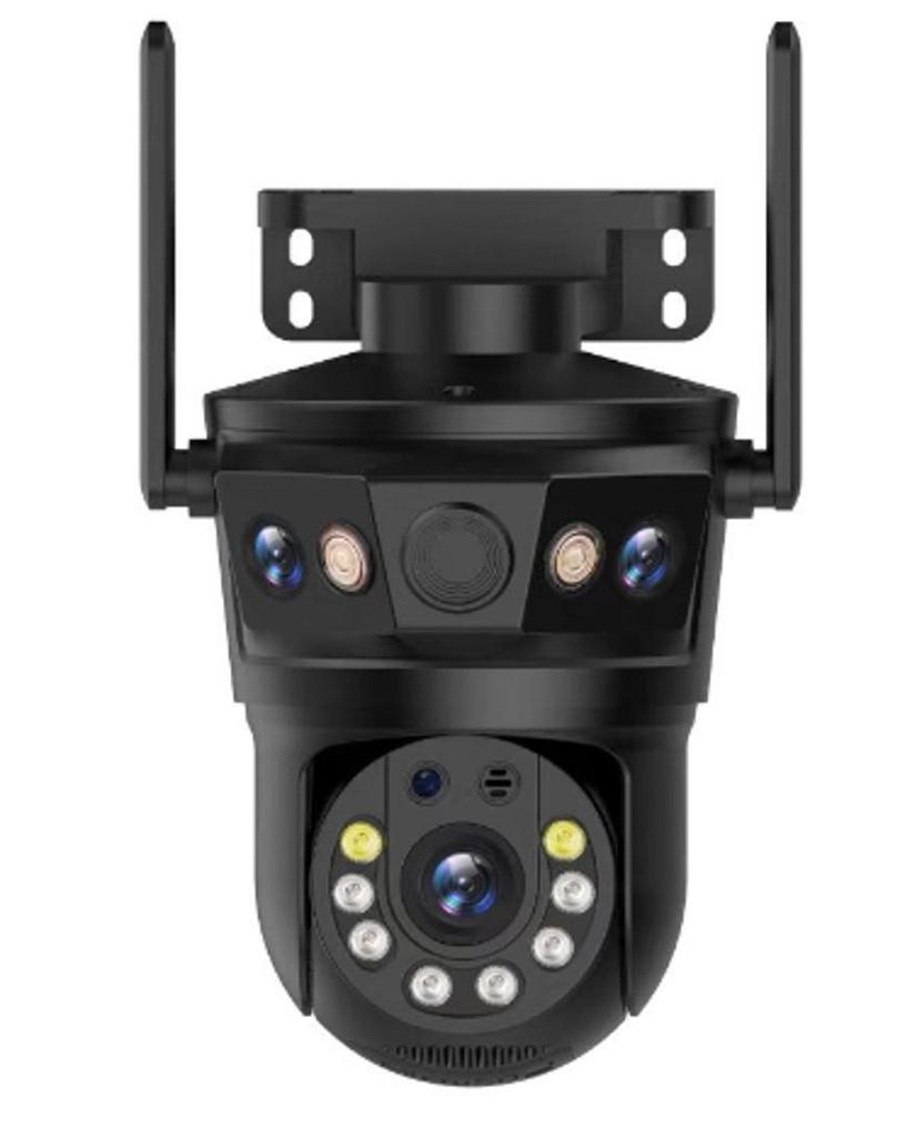 Triple-Lens WiFi Surveillance Camera with Panoramic HD and Full-Color Night Vision