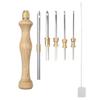 Adjustable Knitting Embroidery Pen Weaving Felting Craft Punch Needle Threader Wooden Handle Replaceable Hooking Tool Kits