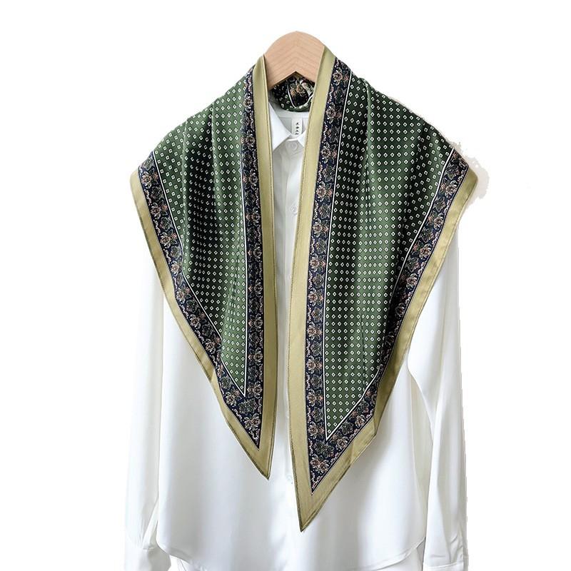 Korean Version Cashew Plaid Triangular Twill Seal Waist Fart Curtain Silk Scarf Shawl Women's Four-season Scarf Scarf Versatile