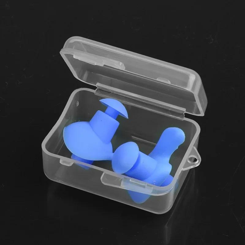 Silicone Earplug Sleep Noise Ear Plug Canceling Noise Portable Waterproof Swim Bath Earplugs with Box Swimming Accessories