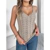GMXIA Spring Summer Solid-color V-neck Cut-out Sleeveless Knitted Sweater Vacation Vest Women's Wear