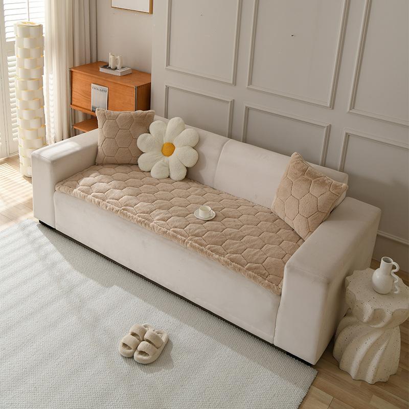 Thick Plush Sofa Cushion Non Slip Winter Warm Sofa Pad Simple Design Soft Cozy Sofa Cover