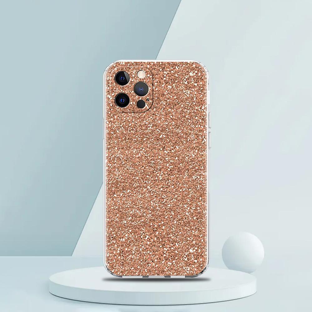 Pink Glitter Soft Transparent Phone Case Cover for iPhone 16 15 14 13 12 11 Pro Max XR 8 7 Plus XS Max Shockproof Shell Fundas