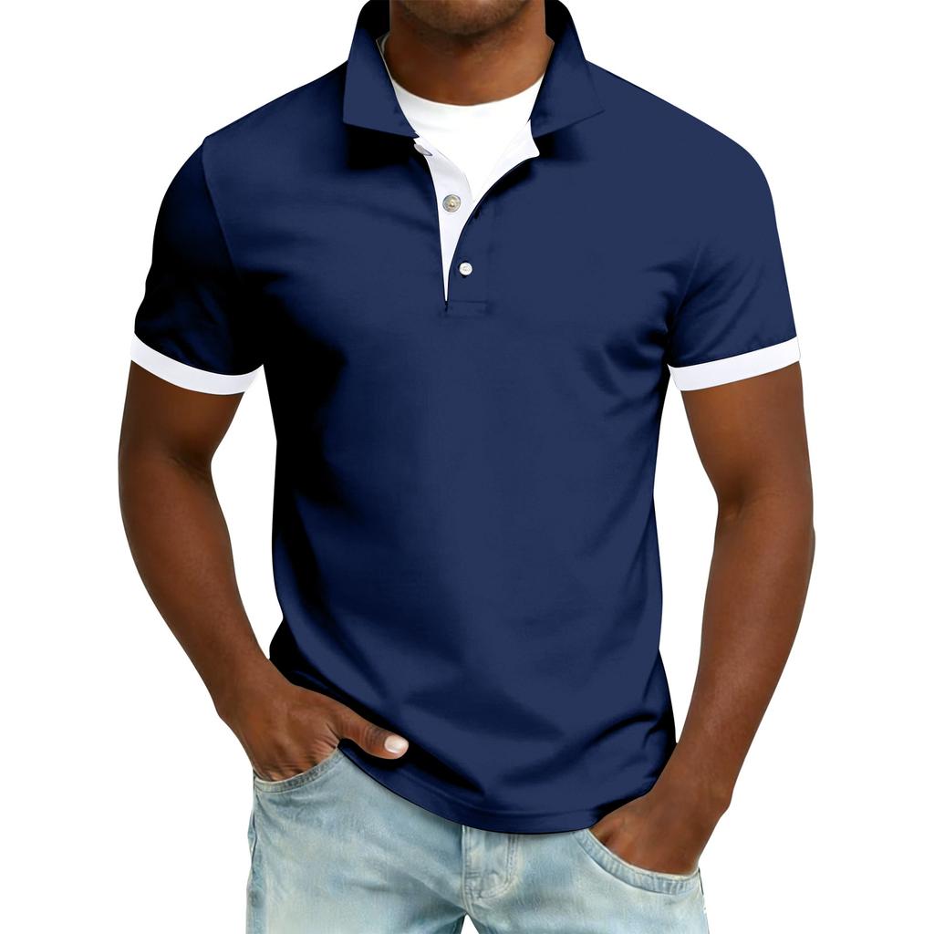 Men's Summer Button Lapel Loose Short Sleeve Top Men's Casual Fashion Top