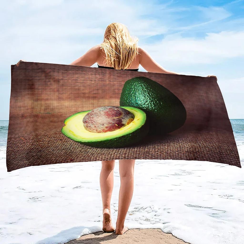 Beach Towel,Oversized Soft Absorbent Camping Travel Towel Quick Drying Absorbent Microfiber Pool Towel with Avocado Pattern