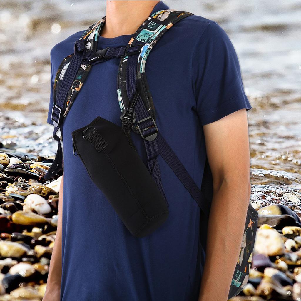 Outdoor Sports Water Bottle 1L Thermal Holder Case Cover with Strap (Black)