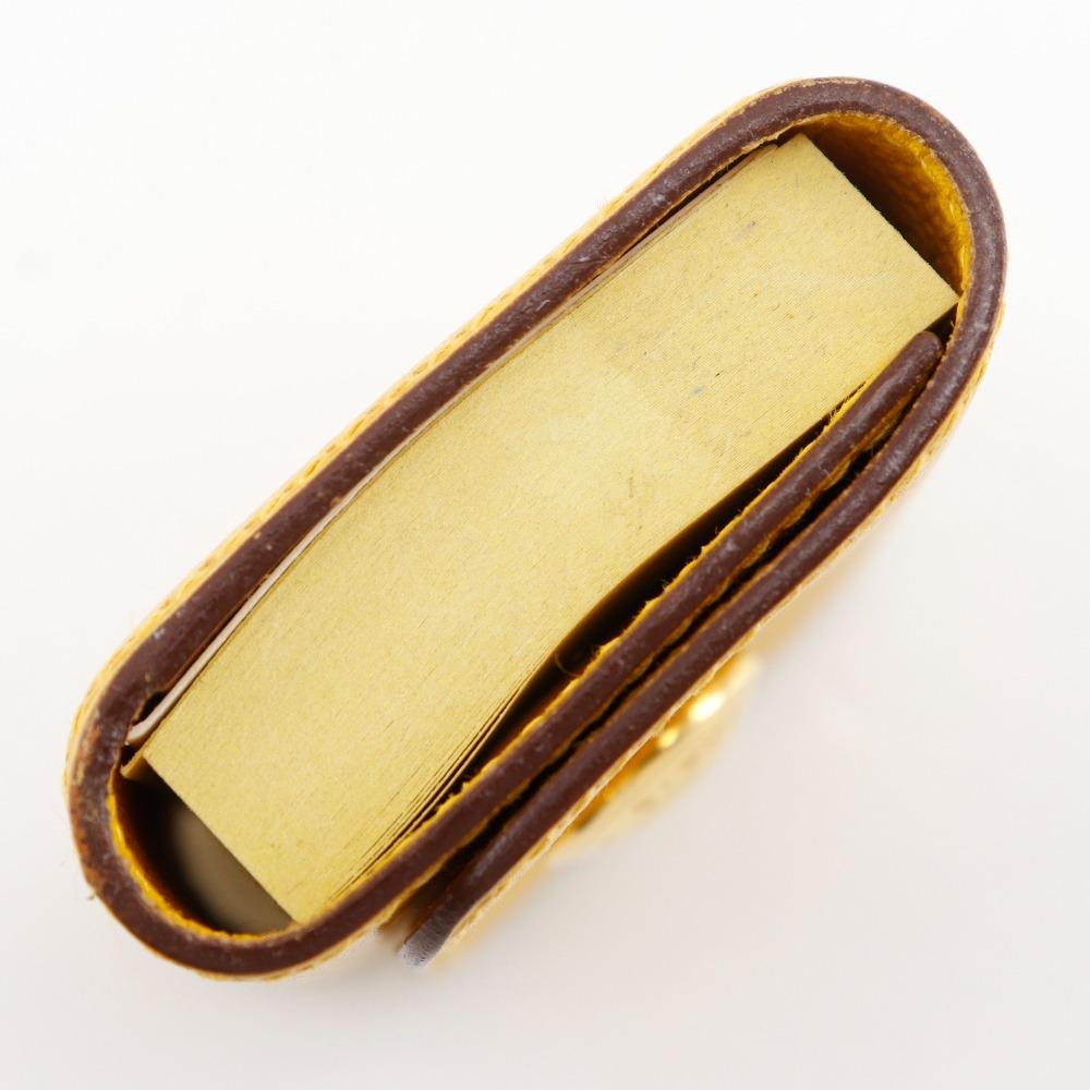 HERMES Post-it case Other miscellaneous goods Sticky note case yellow leather _ Used
