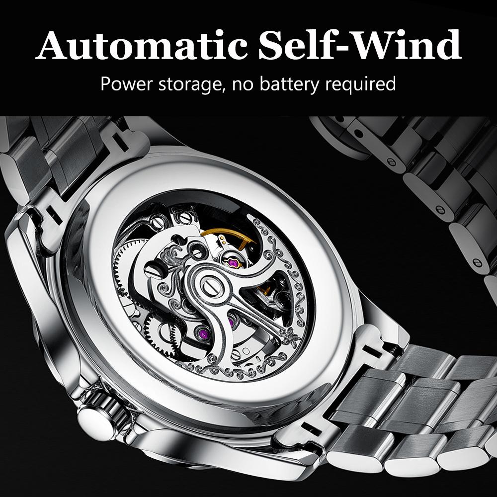 Hollow Skeleton Men's Mechanical Wristwatches Fashion Luminous Watch Men Business Waterproof Automatic Watch For Men