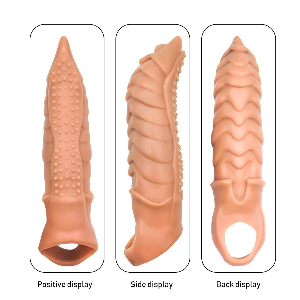 No. plus-Sized Wolf Head Cover Barbed Men's Thick Penis Ring Lock Crystal Soft Glue TPE Sexy Sex Product