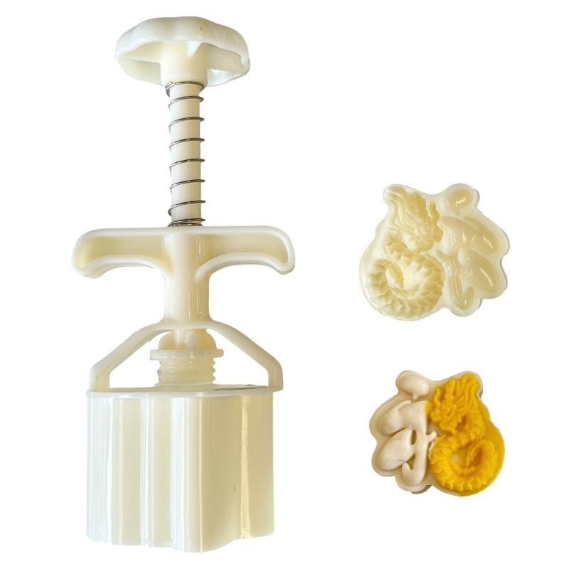 Hand Pressure Moon Cake Molds Dragon Pattern Cookie Stamps Moon Cake Maker MidAutumn Festival making Cookie Pastries Tool 1