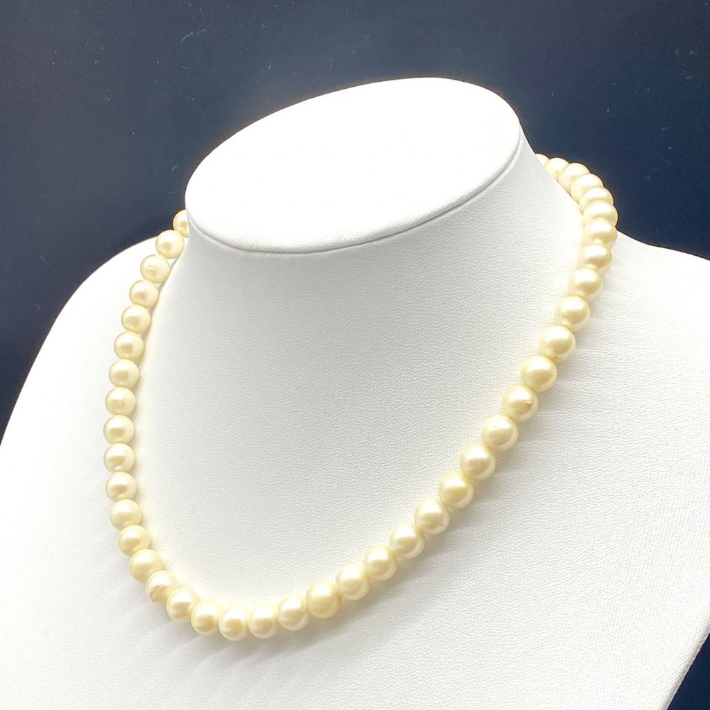 Akoya Pearl Necklace Bracelet Natural Jewelry Luster White Beige Silver Clasp Approx. 44cm 8.0 Mm–8.5mm 41.5g Approx. 22cm 7.0mm–8.0mm 15.6g