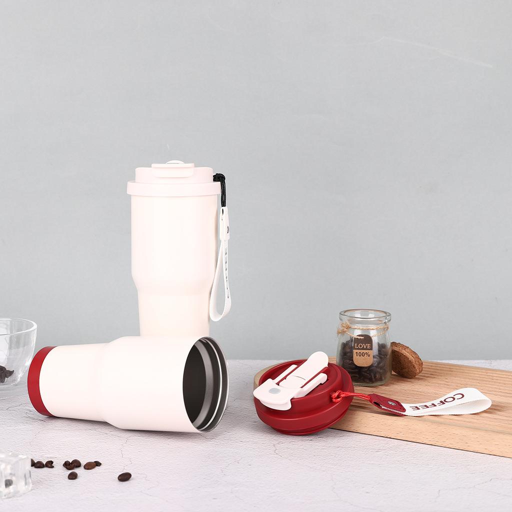 Stylish and Simple 304 Stainless Steel Thermos Cup for Men and Women, High Value Thermal and Cold Insulation Straw, Double Drinking Cup, Coffee Cup