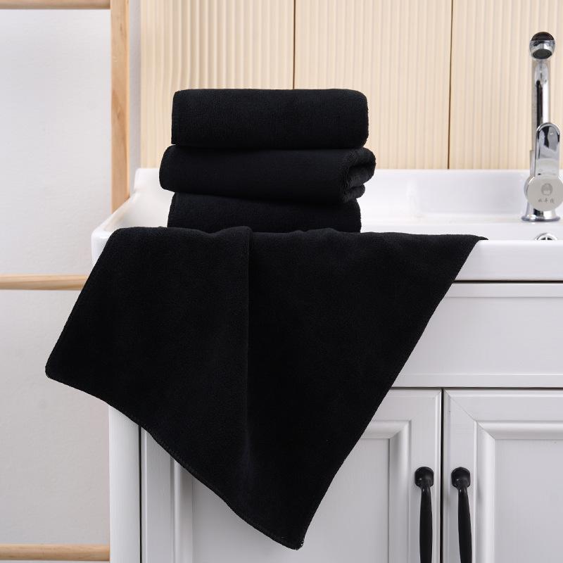 Thick, Absorbent Lint-Free Black Towel for Bath, Face, Salon, Spa, and Barber Use