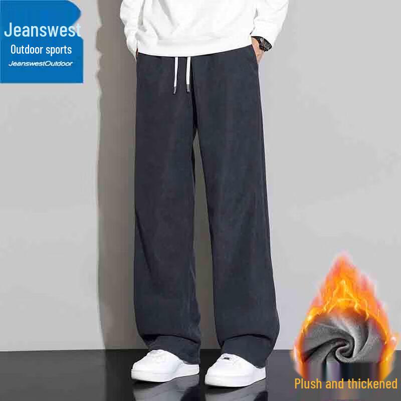 Jeanswest Men's Loose Fit Fleece-Lined Straight Leg Casual Pants