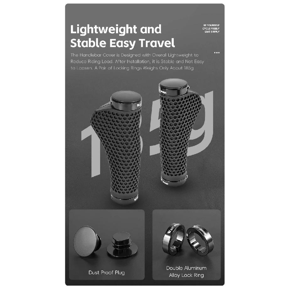 WEST BIKING Bike Grips 3D Honeycomb Cushioning Ergonomic Anti-slip Aluminum Locking Ring Universal Waterproof MTB Bike Comfortab