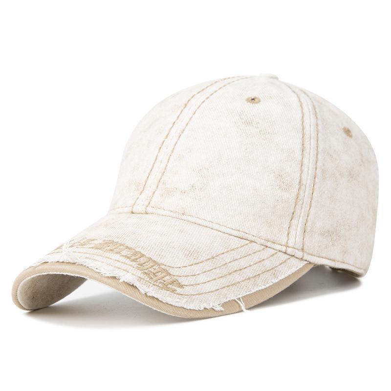 Summer Baseball Cap, Large Size, Retro Sun Hat for Men and Women, Fashionable Washed Embroidery, UV Protection Peak Cap белый