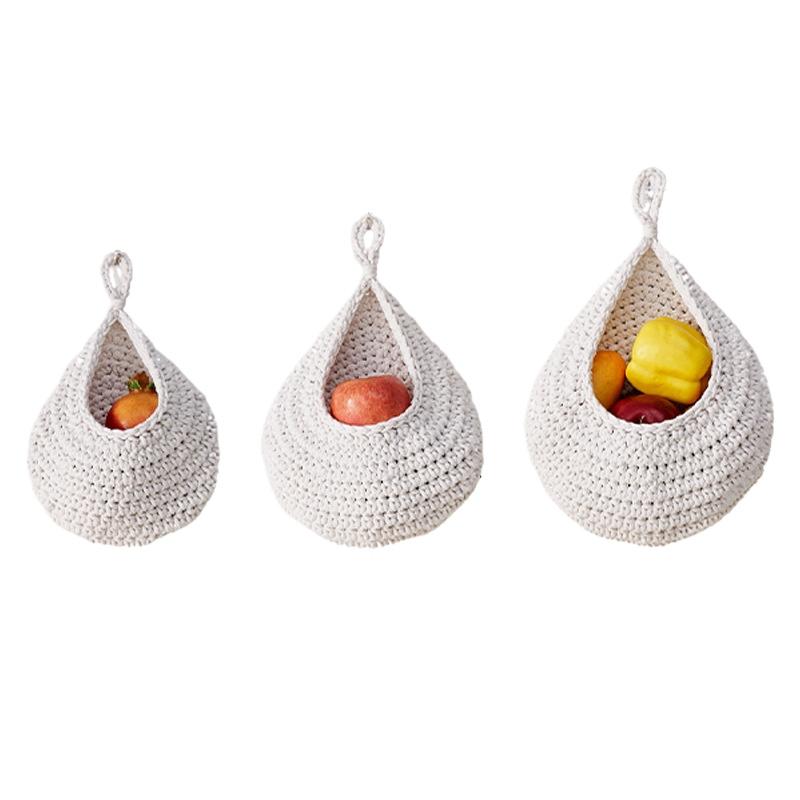 Handmade Macrame Hanging Fruit Basket Wall Decor Creative Nest Net Storage Bag Kitchen Organizer