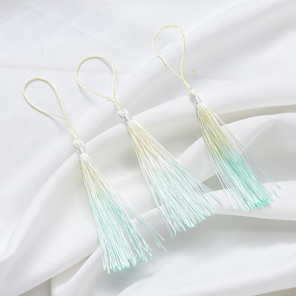 10Pcs Gradient Color 13cm Tassels Polyester Silk Tassel Fringe Crafts Jewelry for Diy Jewelry Making Pendant Decor Bookmark