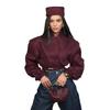 Burgundy Slimming V-Neck Double-Breasted Jacket - 2025 Spring Women's Fashion