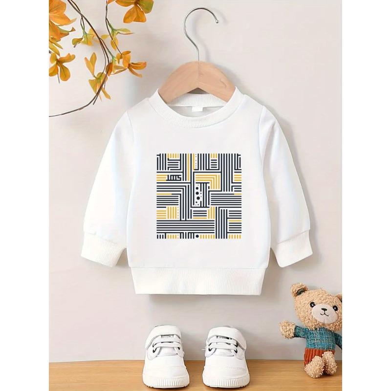 Kids Crewneck Pullover Sweatshirt, Creative Graphic Print 110 белый