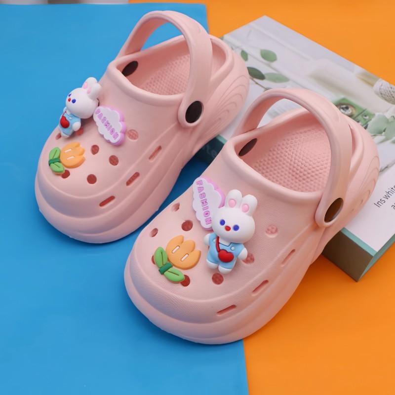 

Boys hole shoes summer baby wear non-slip mini cartoon EVA high elastic strawberry bear boy bag head sandals 150 yards [suitable for 22-23 feet] розовый