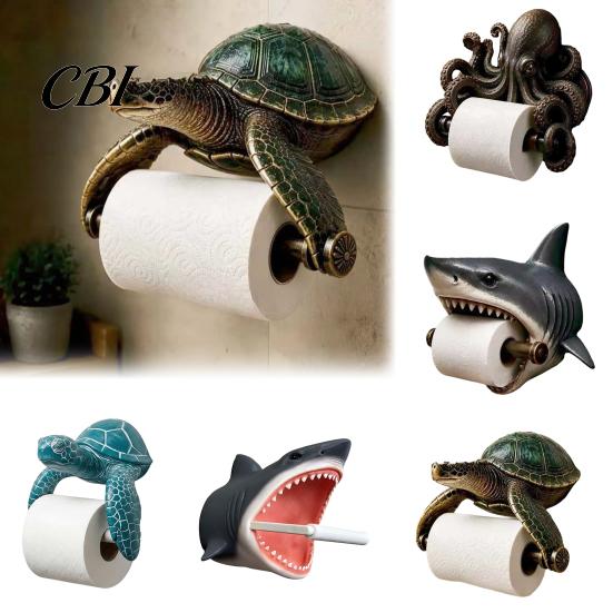 Humid Environment Paper Stand Wall Mount Sea Turtle Toilet Holder, 3D Printed Ocean Animal Practical Home Warming Gift Roll Waterproof Bathroom Tissue