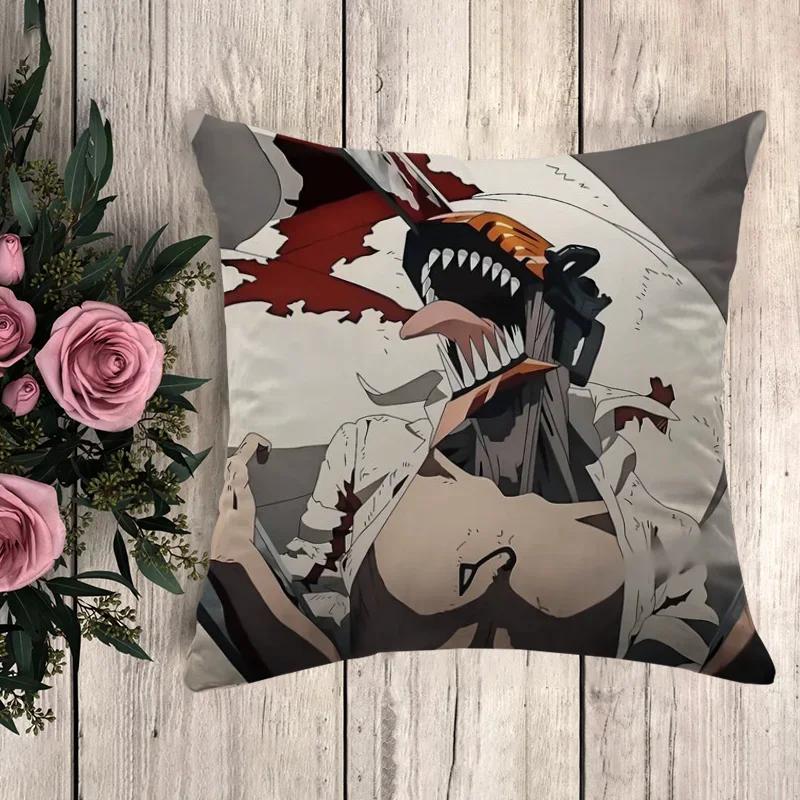 Anime Pillow Chainsaw Man Throw Pillows Pilow Cases Decorative Pillowcase Fall Decor Cushion Cover Car Decoration