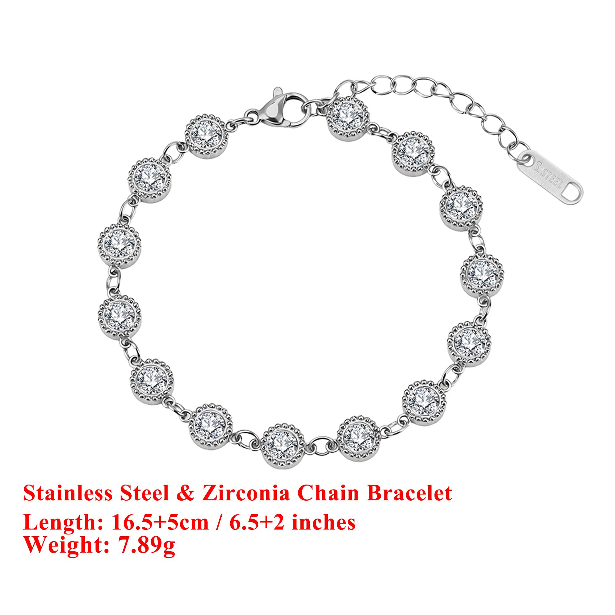

EFFIE QUEEN Stainless Steel 18k Gold Zirconia Tennis Chain Bracelet Ideal Jewelry for Women, Men Wedding Party Banquet SKTB01 срібний