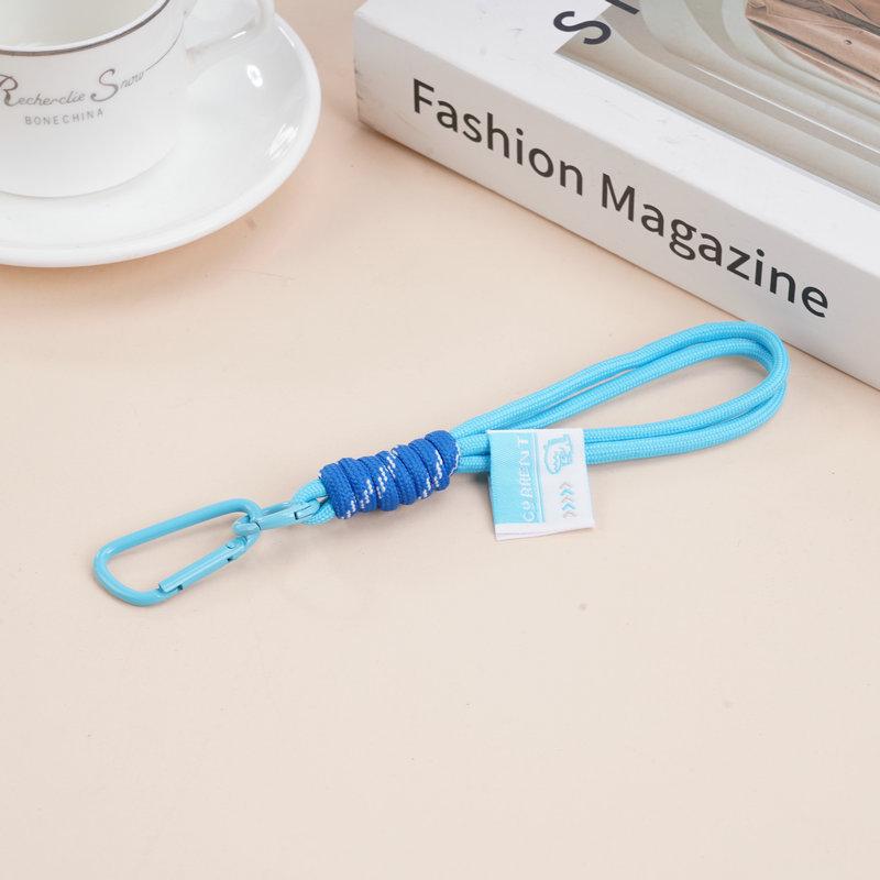 Colorful Cartoon Nylon Keychain Lanyard with Metal Doll Figure and Perler Bead Pendant