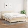 Slatted Bed Base with Mattress - Cream - 140x200 Cm - Adjustable Headboard - Breathable Fabric