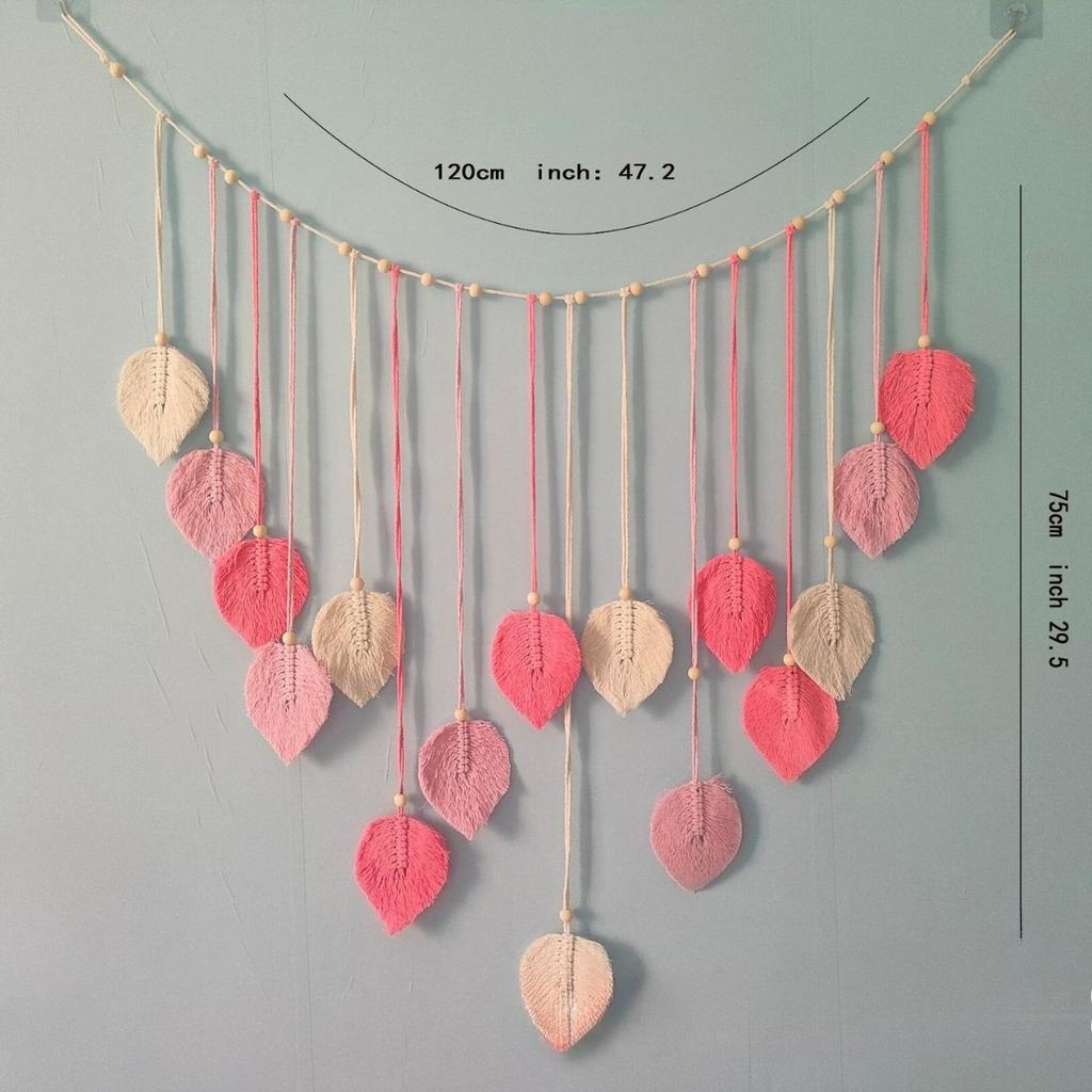 Boho Ev Dekorasyonu, Makrome Duvar Halısı Makrome Yaprak Tüy Duvar Asılı Dekor Oturma Odası Yatak Odası için, Boho Duvar Sanatı Ev Dekoru