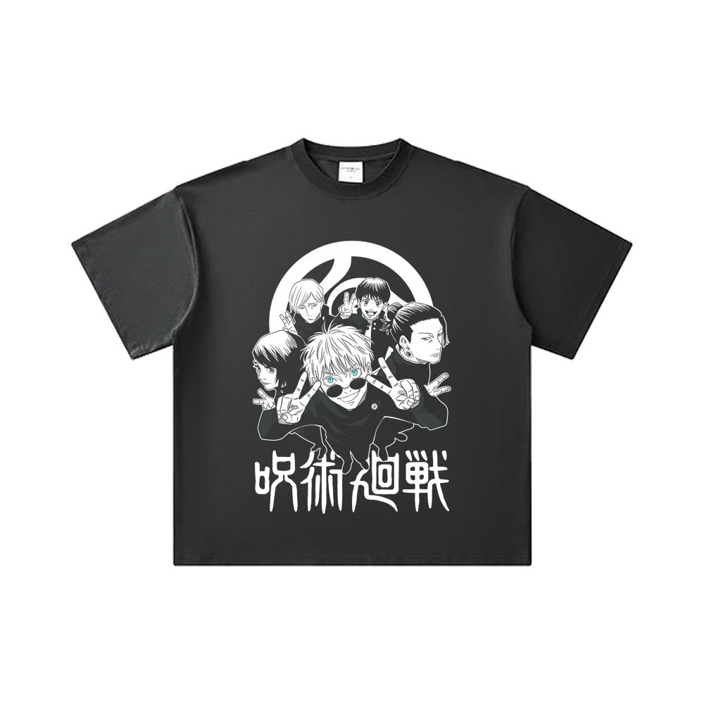 260 GSM Double Yarn 32 Count 100% Cotton Jujutsu Kaisen V30 Team Gojo Print Unisex Heavy Cotton T Shirt