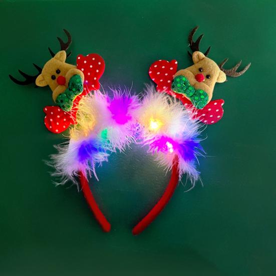 Ženy Dívka Obruč do vlasů LED Vánoční Sobí Dekor Santa Claus Čelenka Kreslený styl Cosplay Čelenka Fotografování Rekvizity