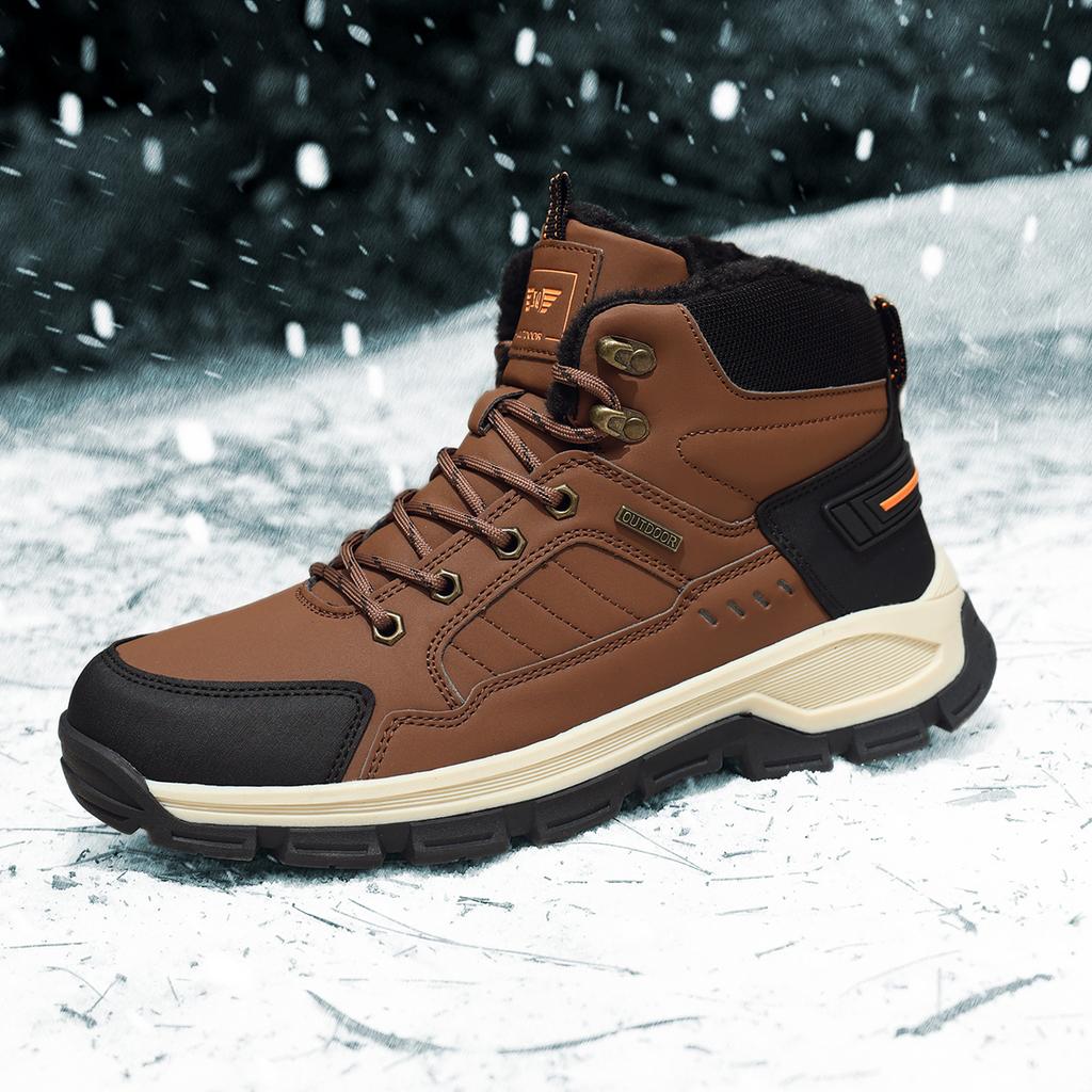 TUINANLE Winter Men Boots Fur Warm Snow Boots Men Hiking Shoes Work Ankle Booties Outdoor Men's Sneakers Footwear