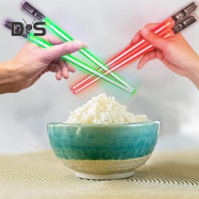 1 Pair LED Lightsaber Chopsticks Glowing Luminous Chopsticks for Sushi Noodles Glow In The Dark Chopsticks Light Up Party Supplies