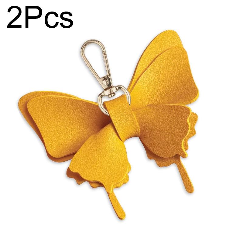 1pc Leather Creative Keychains Colorful Backpack Decoration Exquisite Key Ring Bag Charm Butterfly Pendant