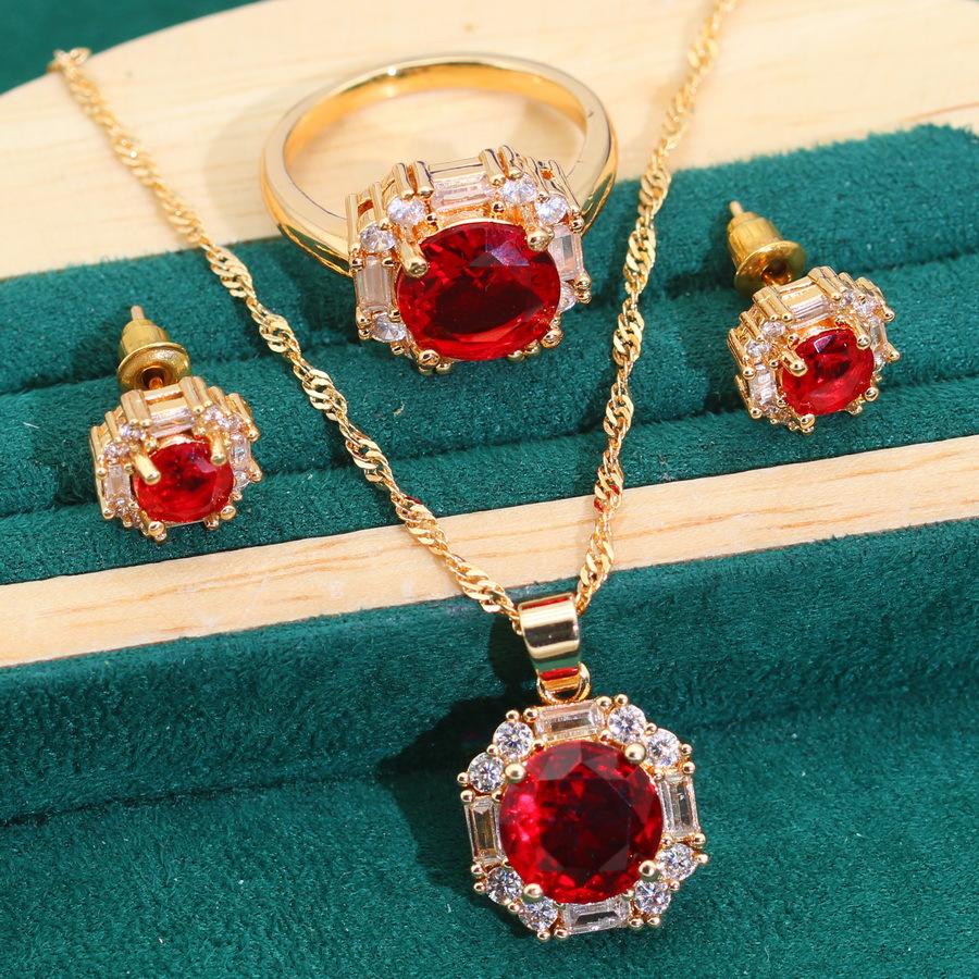 

Классический новый комплект ювелирных изделий Атмосфера Полный бриллиантов Женский комплект ювелирных изделий Серьги Кольцо Золотые ювелирные изделия 10 yards