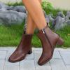 Fashion Women High Heels Boots Square Toe Chunky Heel Ankle Boots Leather Shoes 2024 Winter Western Boots Genuine Leather Chelsea Shoes