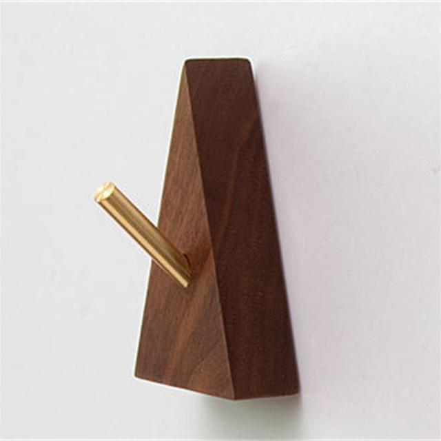Dreieckige Haken aus massivem Messingholz, Mehrzweck-Schlüsselhalter, Dekoration, Wandgarderobe, Tür, Kleideraufbewahrung, Home Organizer