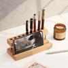 Multipurpose Wood Office Organizer Pen Holders and Mobile Stand Pen Storaging Rack Wood Texture Suitable for Office